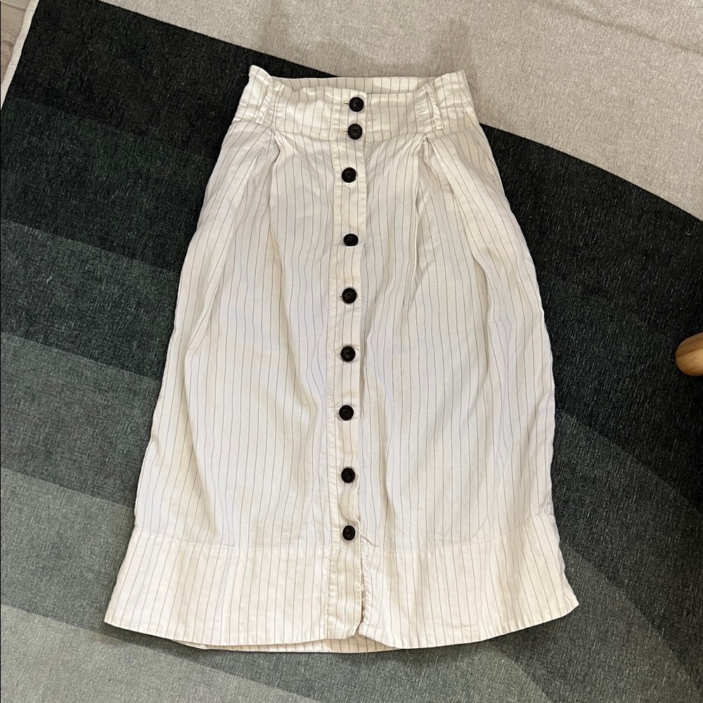Massimo Dutti Cream Button-Front Pencil Skirt